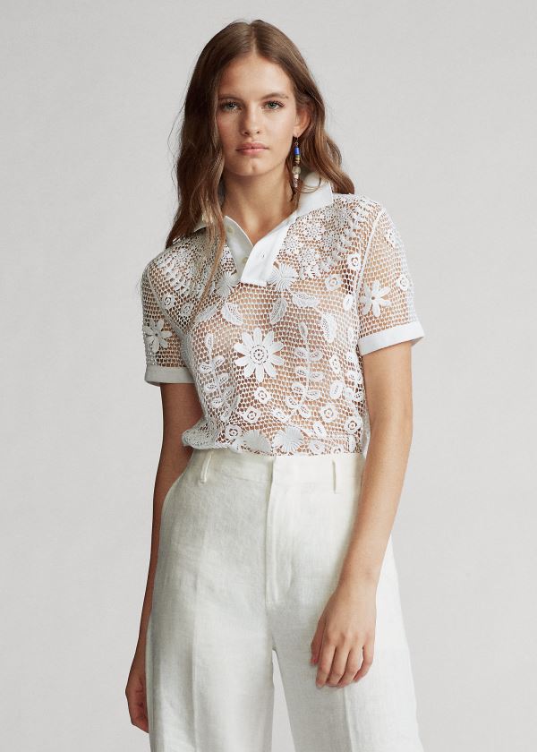 Camisa Polo Polo Ralph Lauren Mujer Blancos - Lace - IKHSQ7510